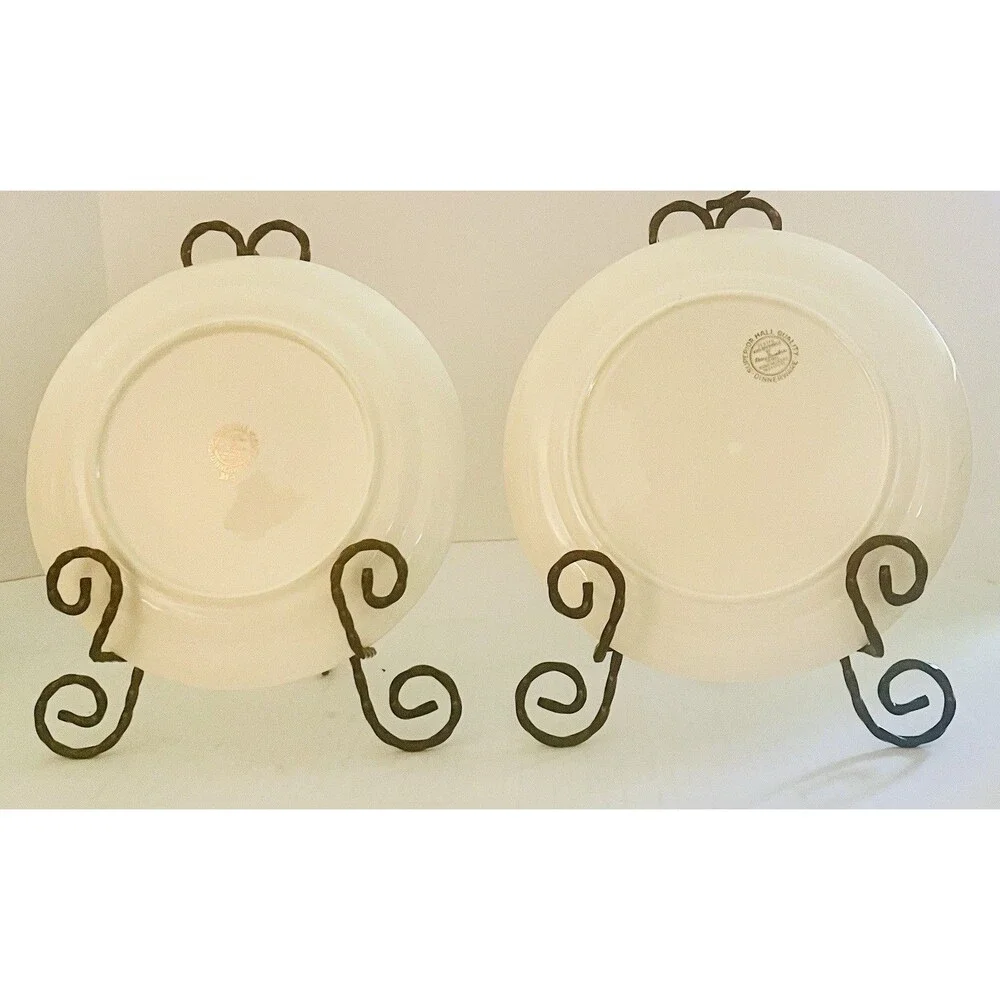 Set Of 6 Vintage Hall’s Superior 9” Dinner Plates Autumn Fall 1950s USA